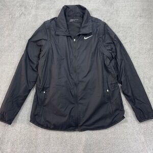 Nike Golf Flight Windbreaker Jacket Womens L Black Full Zip Convertible Vest